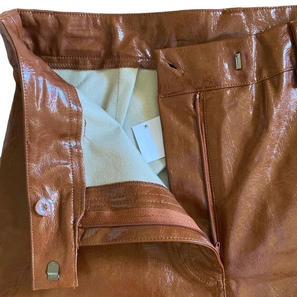 COTTON ON Faux Leather Straight Leg Pants Size 10 Autumn Brown High Waisted - Picture 4 of 9